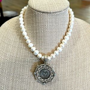 French Kande with Pearls with corporal medallion and Australian crystal